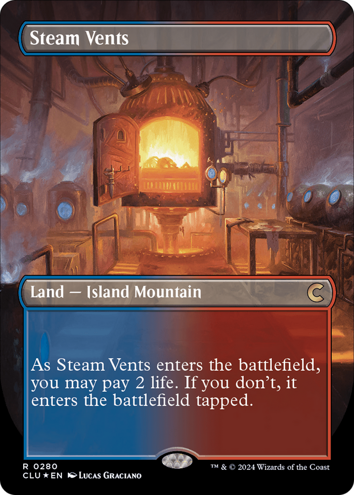 Steam Vents (Borderless) [Ravnica: Clue Edition] 