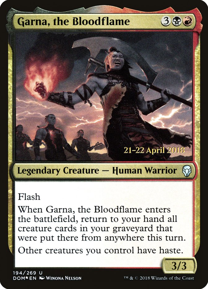 Garna, the Bloodflame [Dominaria Prerelease Promos] 