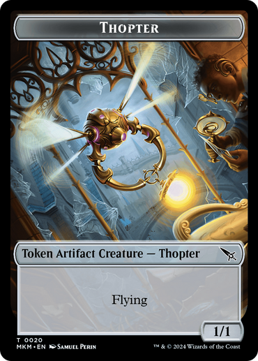 Thopter // Rhino Warrior Double-Sided Token [Murders at Karlov Manor Commander Tokens] 