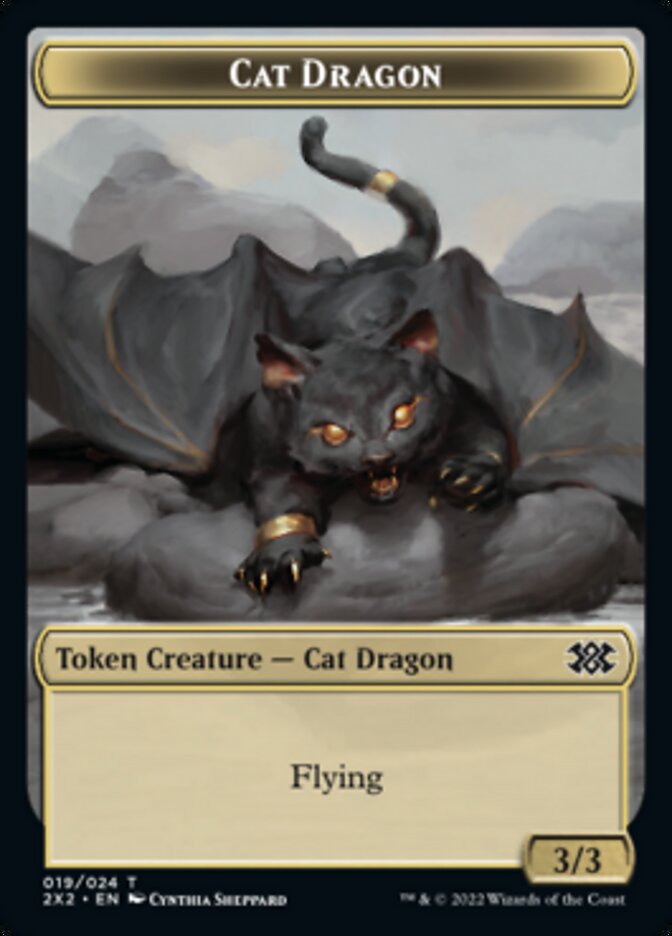 Cat Dragon // Treasure Double-Sided Token [Double Masters 2022 Tokens] 