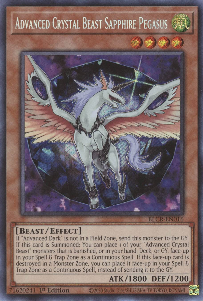 Advanced Crystal Beast Sapphire Pegasus [BLCR-EN016] Secret Rare 