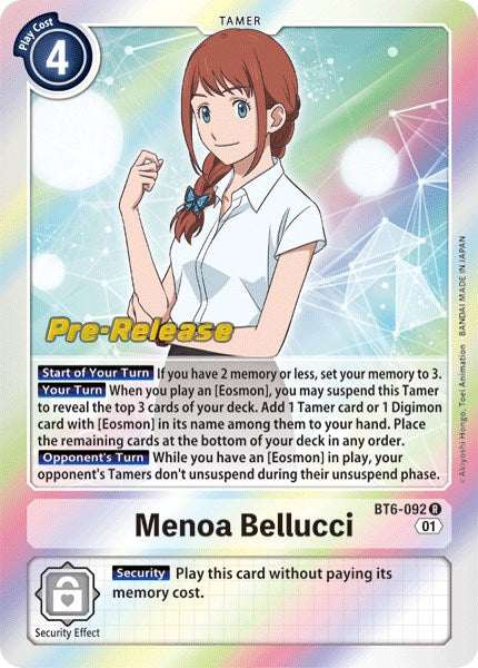 Menoa Bellucci [BT6-092] [Double Diamond Pre-Release Cards] 