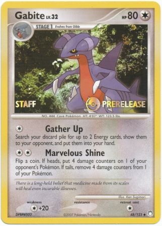 Gabite (48/123) (Staff Prerelease Promo) [Diamond & Pearl: Black Star Promos]