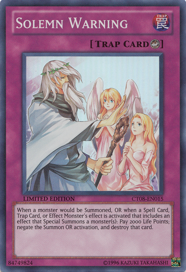 Solemn Warning [CT08-EN015] Super Rare 