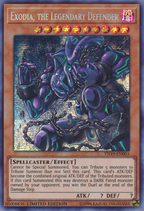 Exodia, the Legendary Defender [TN19-EN003] Prismatic Secret Rare 