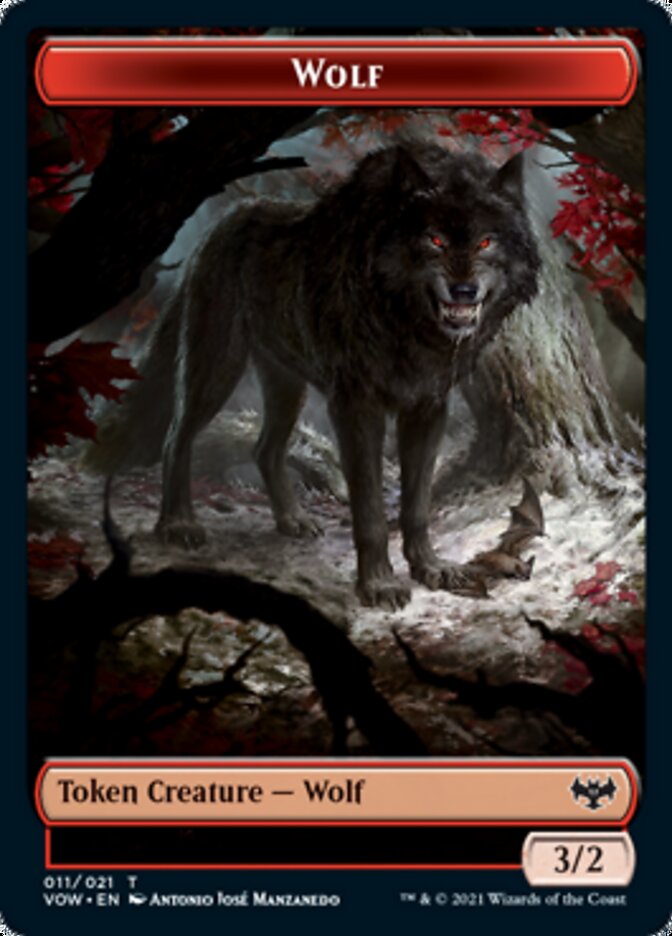 Wolf (011) // Wolf (014) Double-Sided Token [Innistrad: Crimson Vow Tokens] 