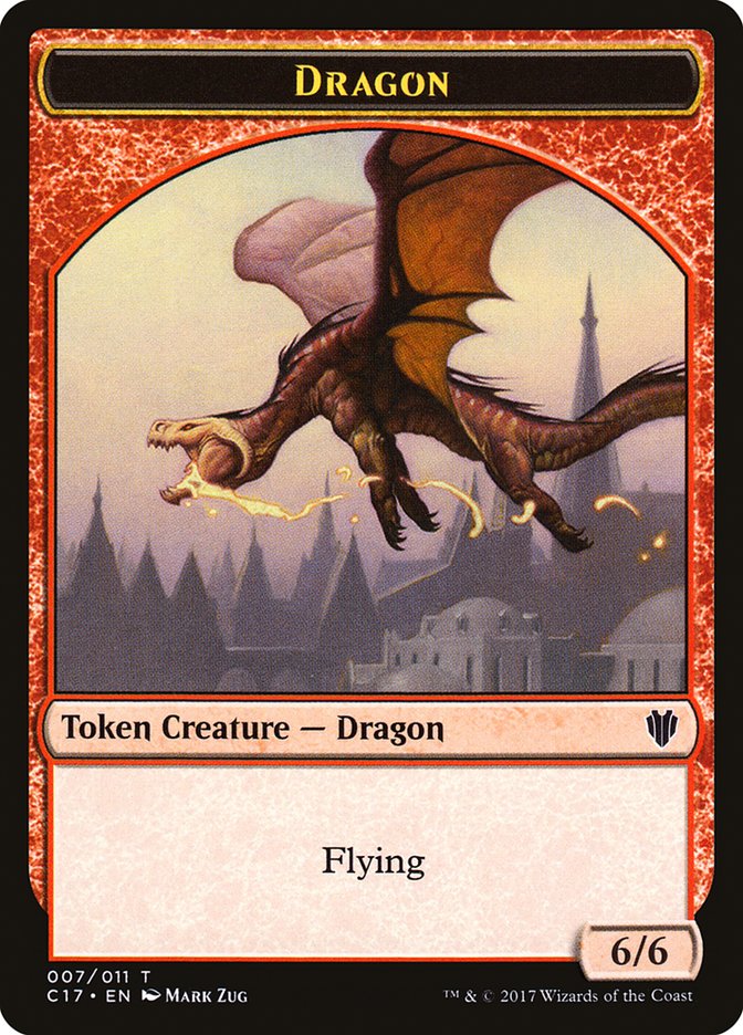 Dragon (007) // Gold (010) Double-Sided Token [Commander 2017 Tokens] 