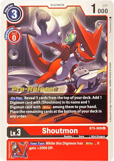 Shoutmon [BT5-009] [Battle of Omni Pre-Release Promos] 