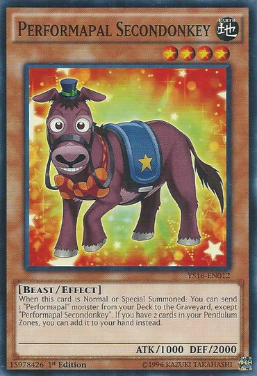 Performapal Secondonkey [YS16-EN012] Common 