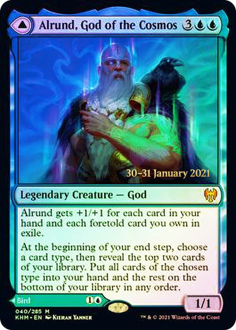 Alrund, God of the Cosmos // Hakka, Whispering Raven [Kaldheim Prerelease Promos] 