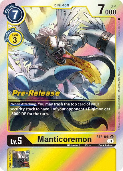 Manticoremon [BT6-041] [Double Diamond Pre-Release Cards] 