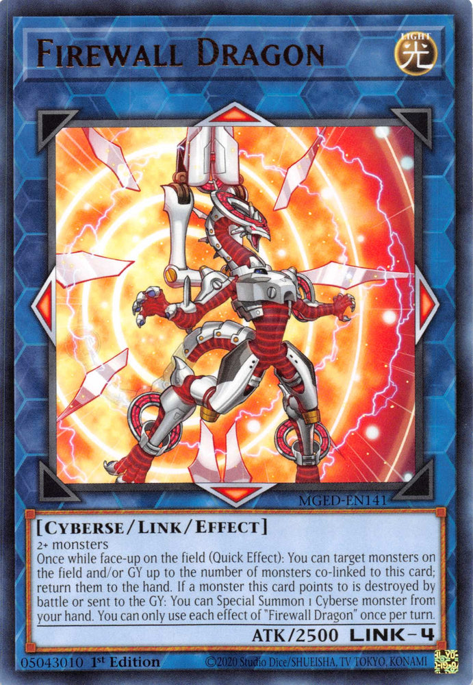 Firewall Dragon (Alternate Art - Red) [MGED-EN141] Rare 